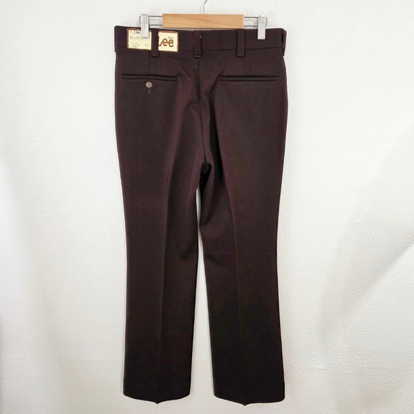 Vintage Lee Tack Flare Slack dark brown men's polyester pants size 30 deadstock